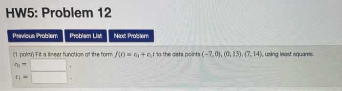 Solved HW5: Problem 12 Previous Problem Problem List Next | Chegg.com