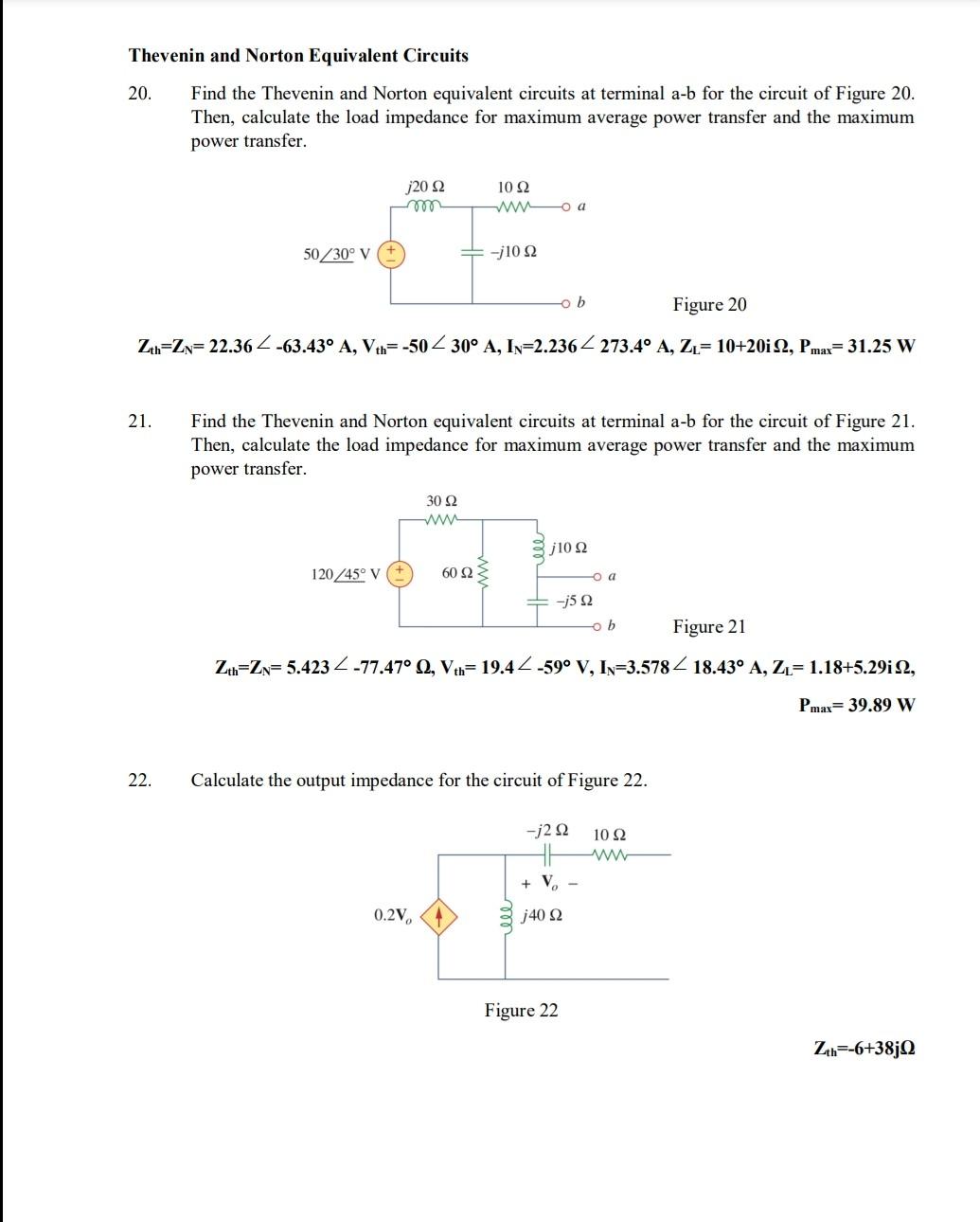 Solved Thevenin And Norton Equivalent Circuits 20. Find The | Chegg.com