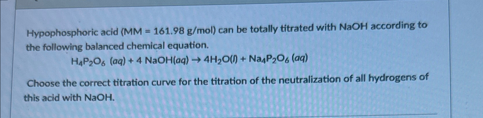Solved Hypophosphoric acid ( MM=161.98gmol ) ﻿can be totally | Chegg.com