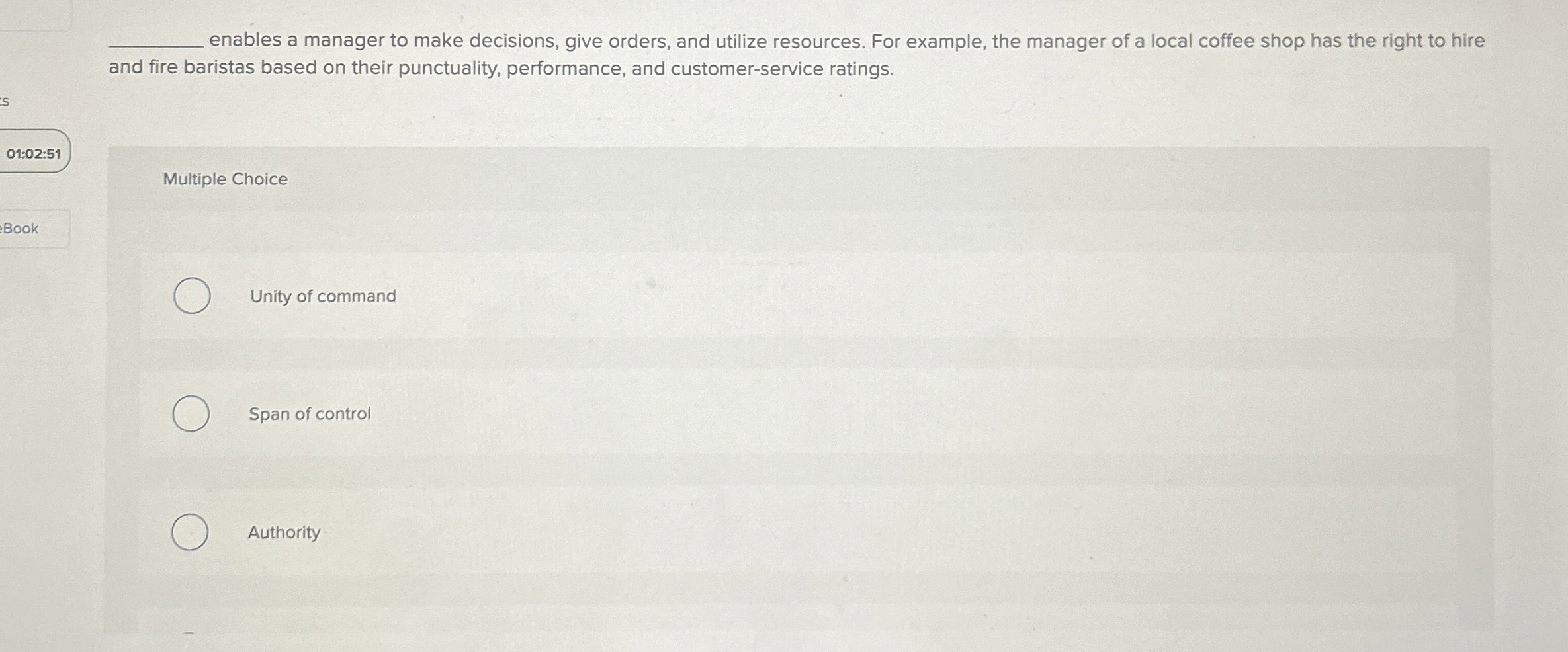 Solved q, ﻿enables a manager to make decisions, give orders, | Chegg.com