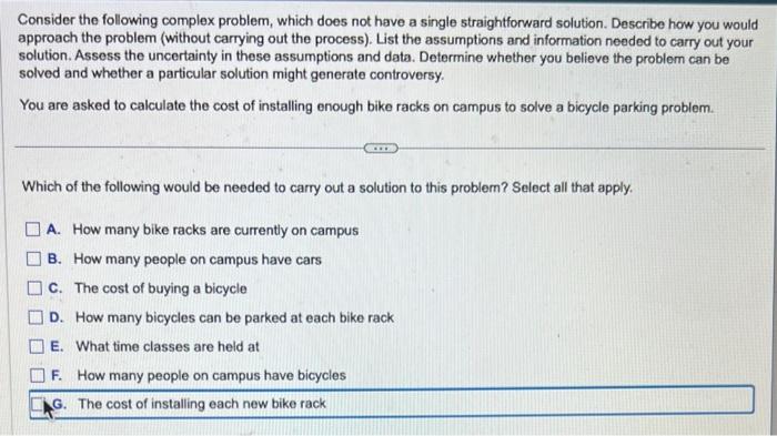 Solved Consider the following complex problem, which does | Chegg.com