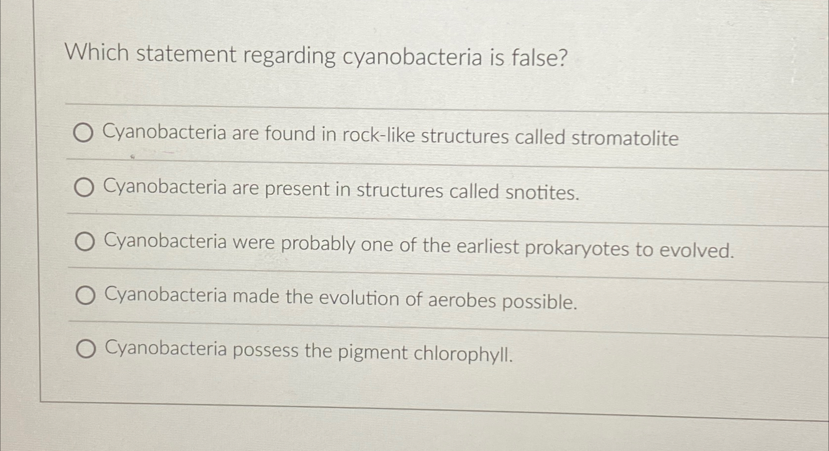 Solved Which statement regarding cyanobacteria is