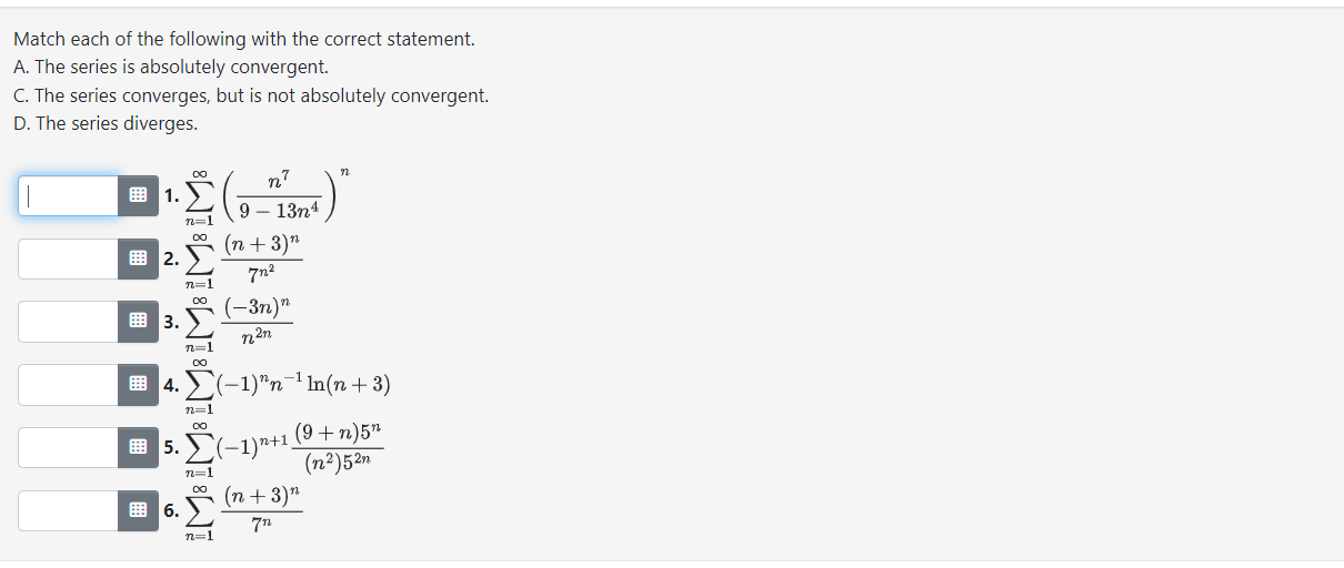 Solved Match each of the following with the correct | Chegg.com