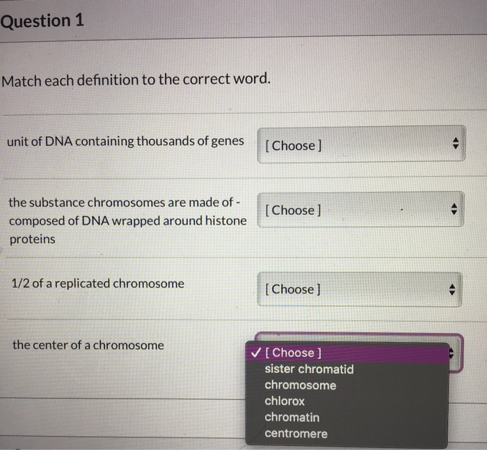Solved Question 1 Match each definition to the correct word.