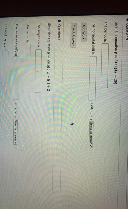 Solved Question Y Given The Equation Y 3 Tan 4x 20 The Chegg