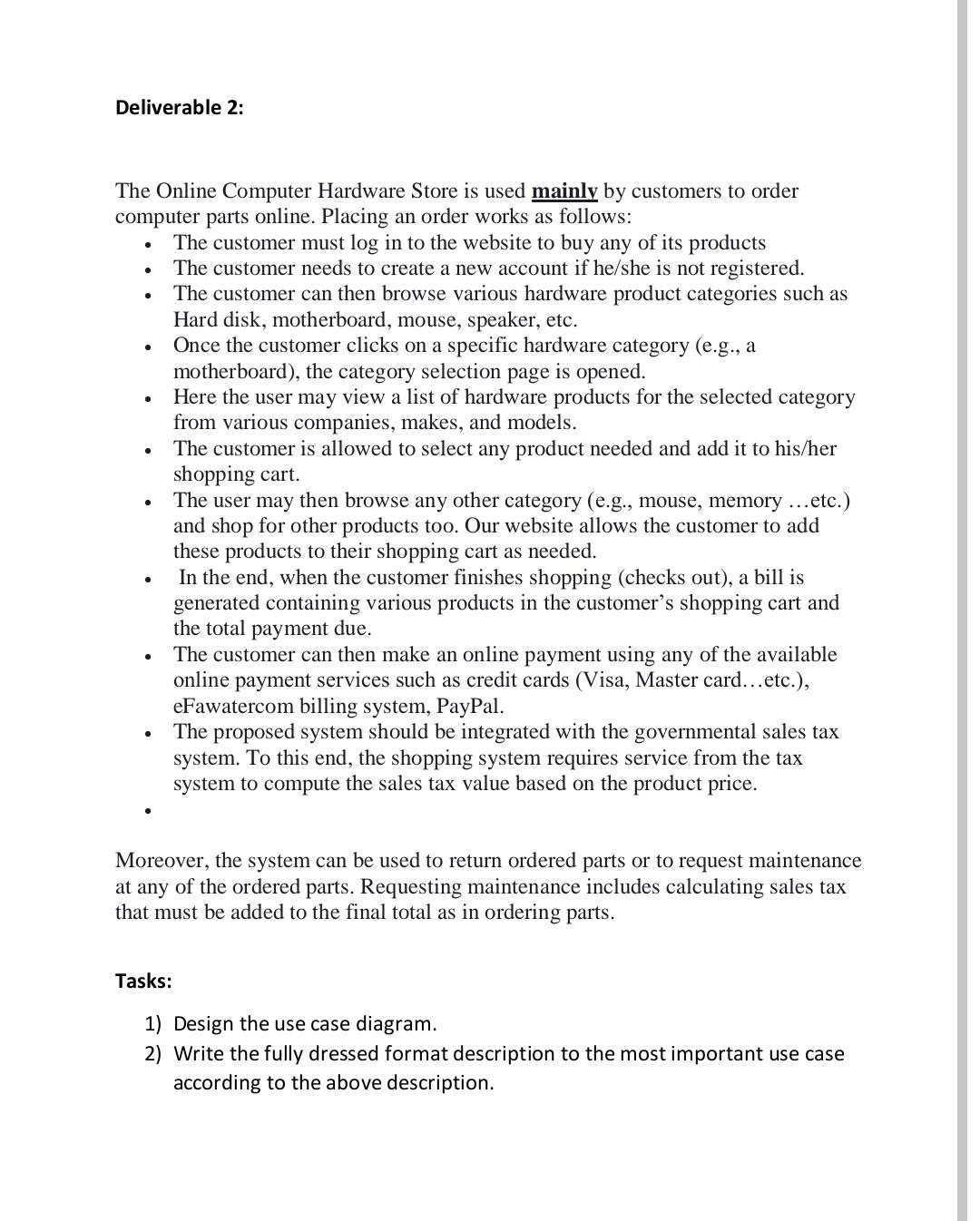 Solved design the use case diagram in uml write the fully | Chegg.com