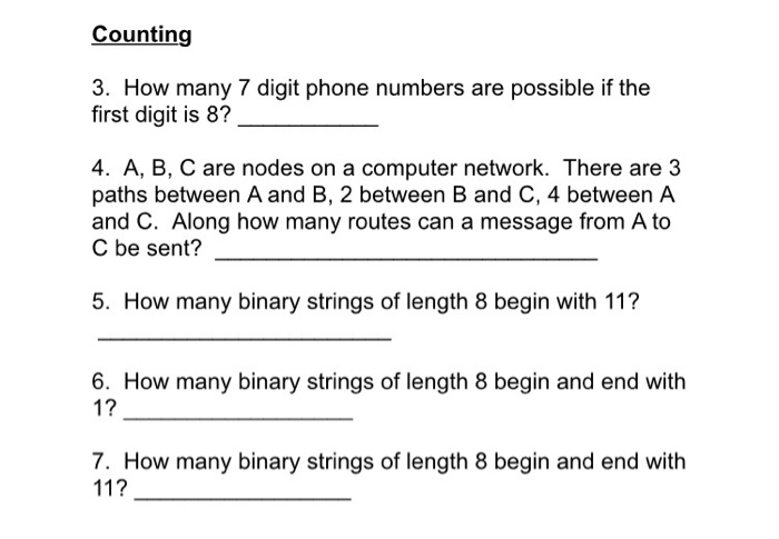 Solved Counting 3. How many 7 digit phone numbers are | Chegg.com