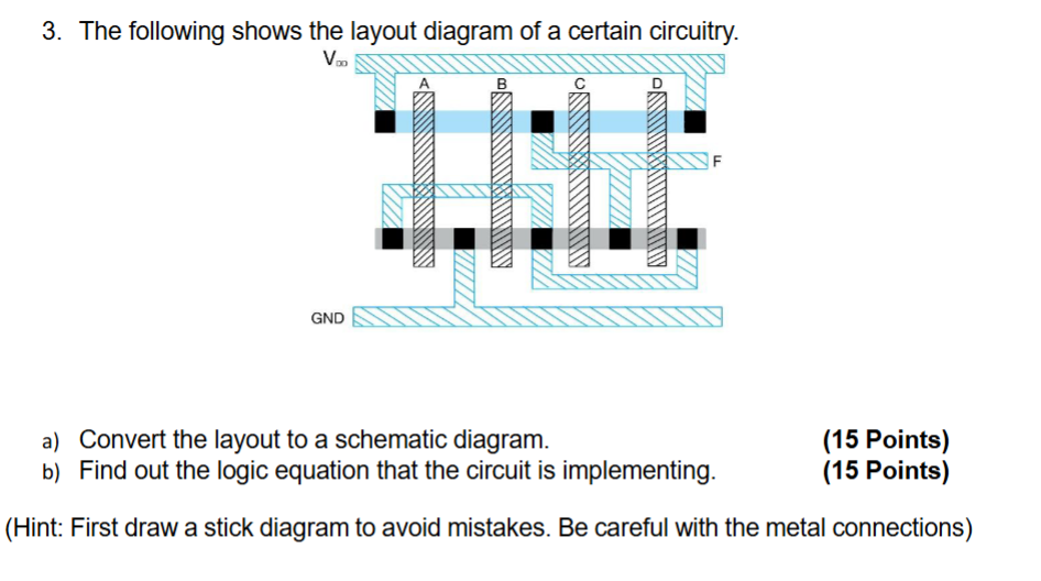 a) ﻿Convert the layout to a schematic diagram. b) | Chegg.com