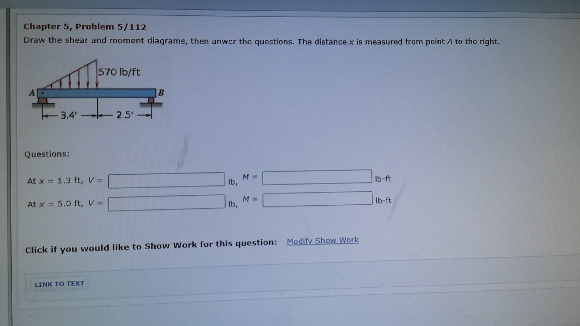 Solved Chapter 5, Problem 5/112 Draw the shear and moment | Chegg.com