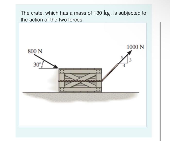 Solved The crate, which has a mass of 130 kg, is subjected | Chegg.com