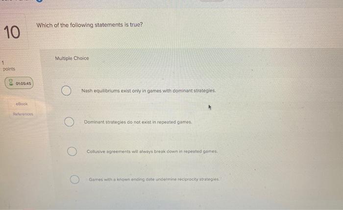 Solved Which of the following statements is true? 10 | Chegg.com