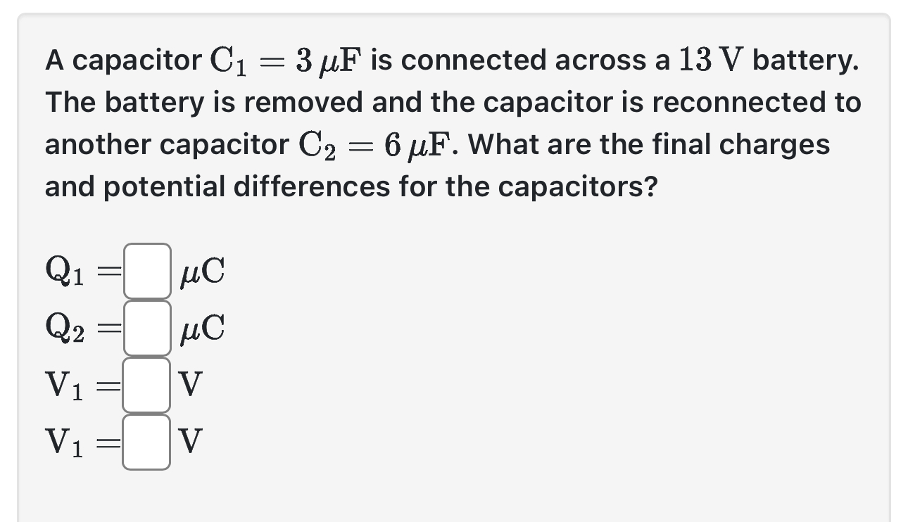 Solved A capacitor C1=3μF ﻿is connected across a 13 ﻿V