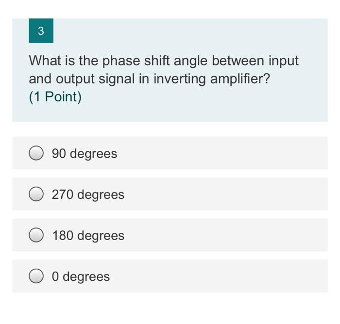 Solved 3 What is the phase shift angle between input and