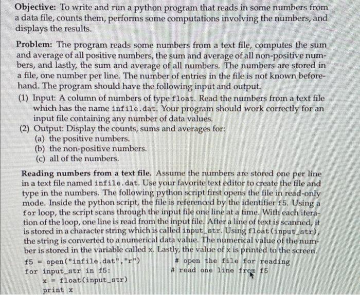 Solved Objective: To write and run a python program that | Chegg.com