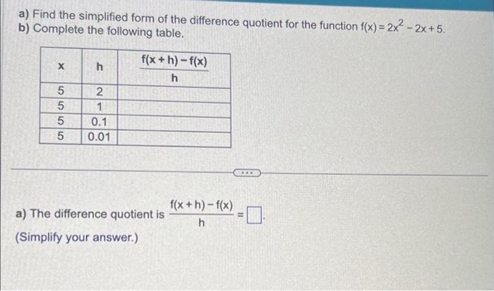 Solved a) Find the simplified form of the difference | Chegg.com