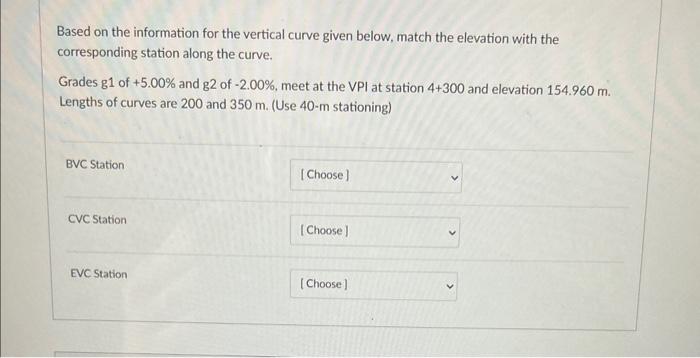 Solved Based on the information for the vertical curve given | Chegg.com