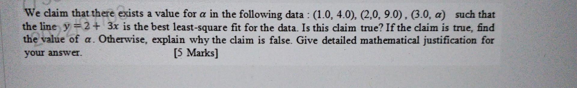 Solved We claim that there exists a value for a in the | Chegg.com