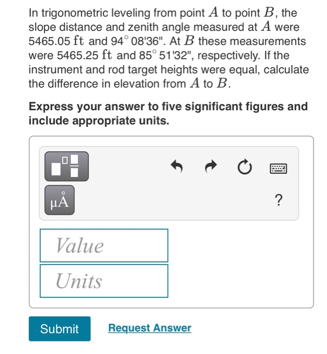 Solved The slope distance and zenith angle observed from | Chegg.com