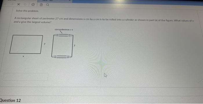 Solved A Rectangular Sheet Of Perimeter 27 Cm And Dimensions 