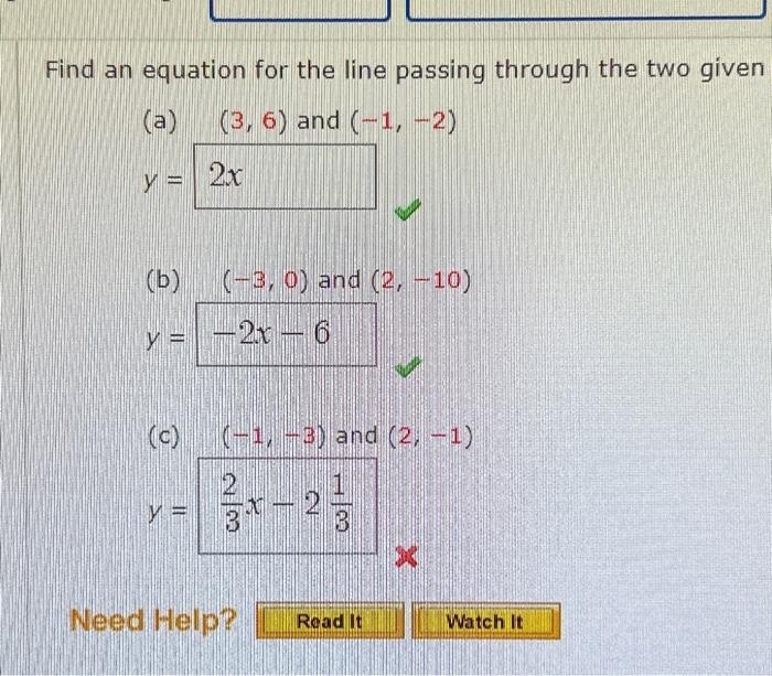 Solved Find an equation for the line passing through the two | Chegg.com