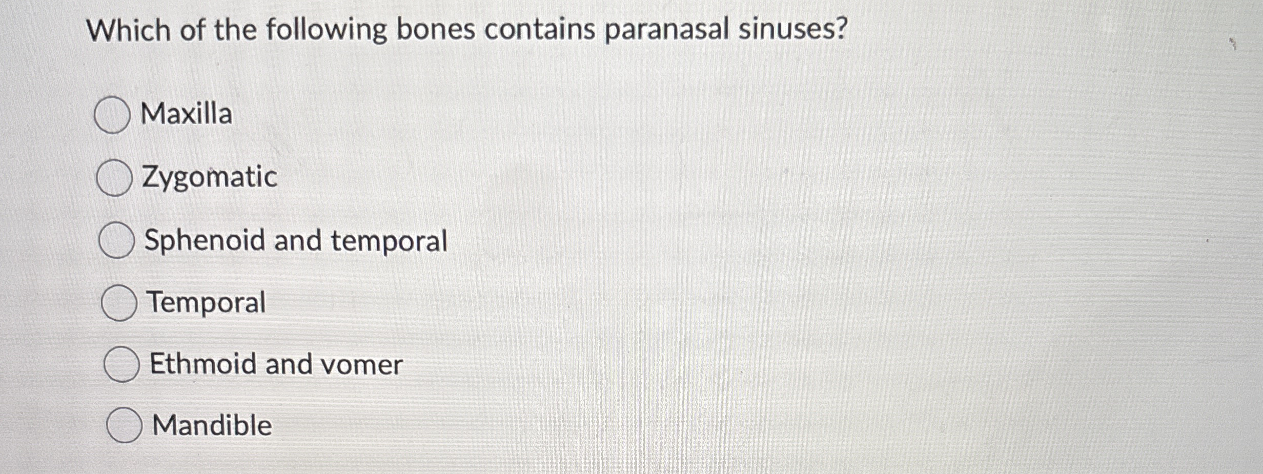 Solved Which of the following bones contains paranasal