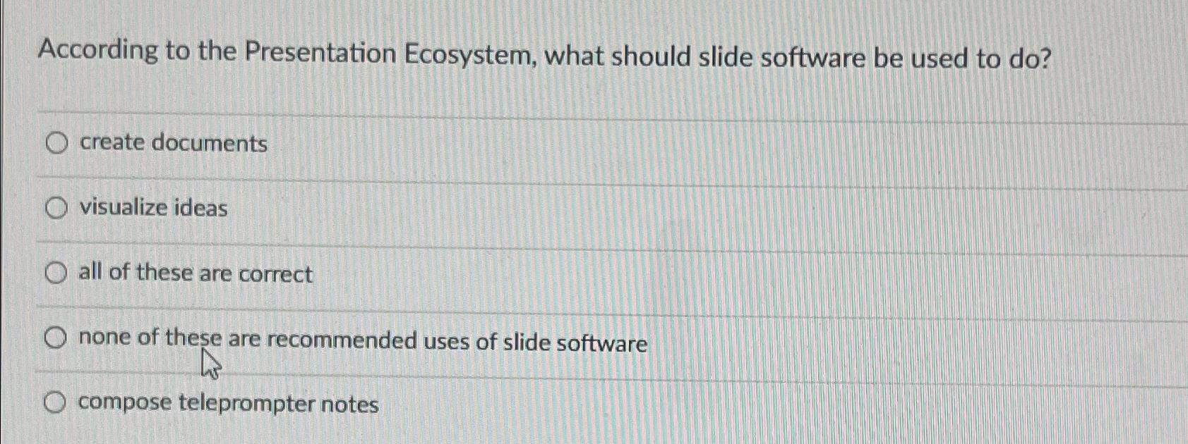 Solved According to the Presentation Ecosystem, what should | Chegg.com