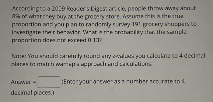 Solved According To A 2009 Reader's Digest Article, People | Chegg.com