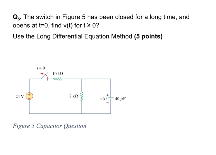 Solved Q5. The switch in Figure 5 has been closed for a long | Chegg.com