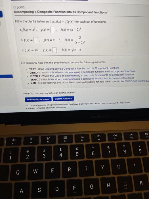 Solved (1 point Decomposing a Composite Function into its | Chegg.com