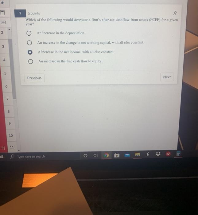 Solved 2. 5 points Which of the following would decrease a | Chegg.com