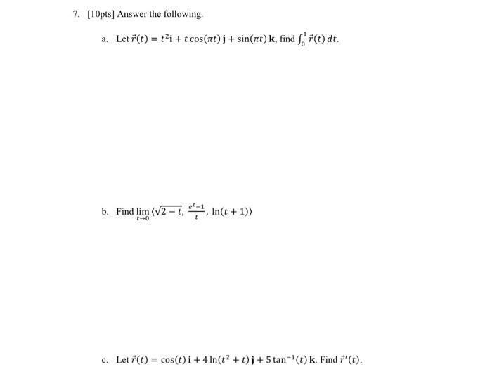 Solved 7. [10pts] Answer The Following. A. Let | Chegg.com