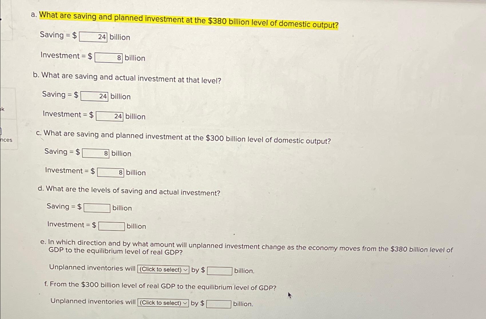 Solved a. ﻿What are saving and planned investment at the | Chegg.com