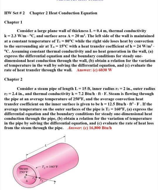 Solved HW Set #2 Chapter 2 Heat Conduction Equation Chapter | Chegg.com