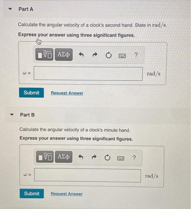 Solved v Part A Calculate the angular velocity of a clock's