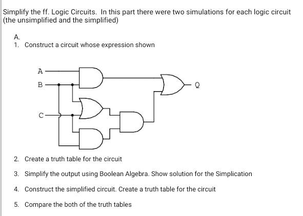Solved Simplify the ff. Logic Circuits. In this part there | Chegg.com