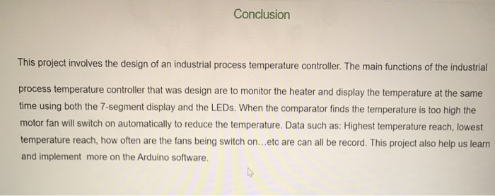 Solved Conclusion This project involves the design of an | Chegg.com