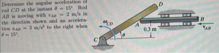 Solved Determine the angular acceleration of rod CD at the | Chegg.com