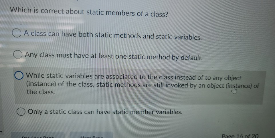Solved Which is correct about static members of a class? O A | Chegg.com