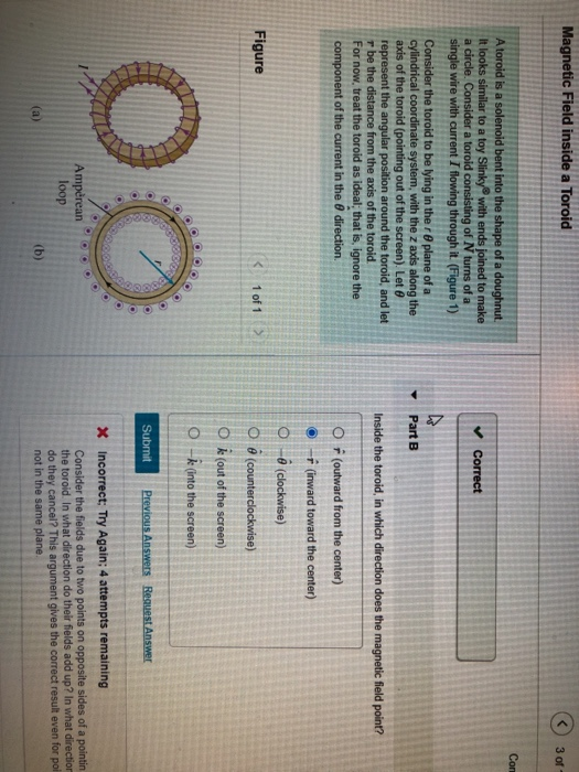 Solved Magnetic field inside a Toroid 3 of Con Correct A | Chegg.com