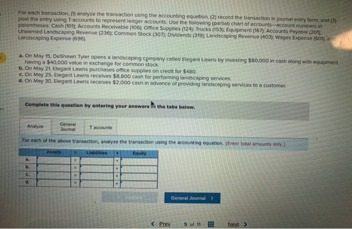 Solved For each transaction (1) analyze the transaction | Chegg.com