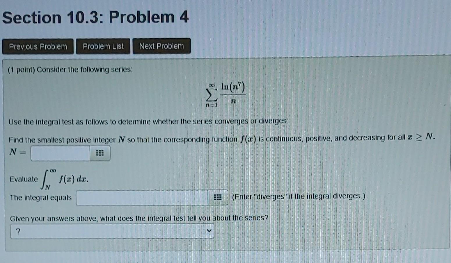 Solved ( 1 Point) Consider The Following Series: | Chegg.com