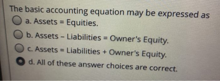 The Basic Accounting Equation May Be Expressed As Tessshebaylo