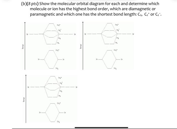 Solved (b)( 8pts ) Show the molecular orbital diagram for | Chegg.com