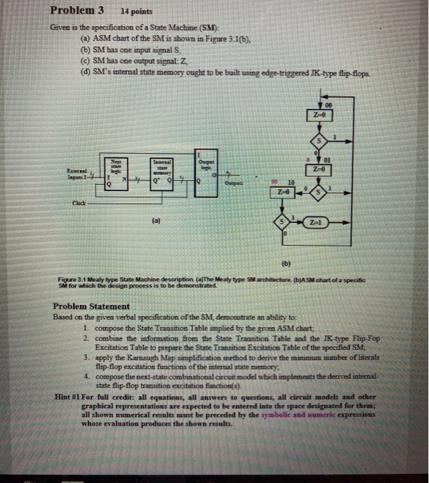 Solved Problem 3 14 points Given is the specification of a | Chegg.com