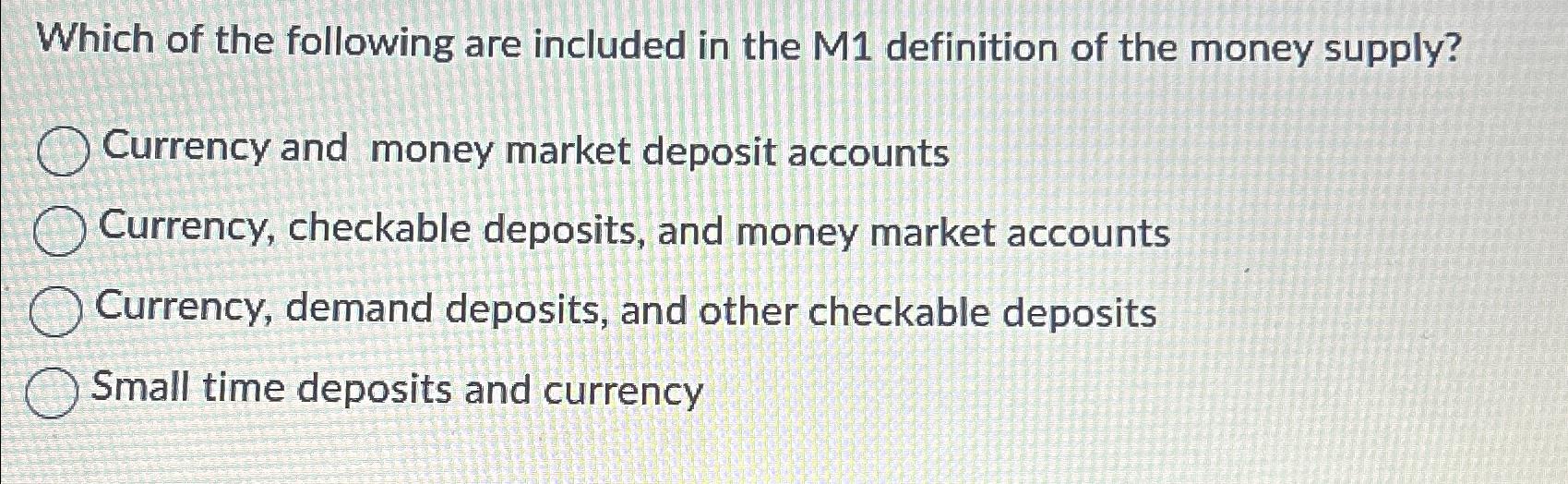 Solved Which of the following are included in the M1 | Chegg.com