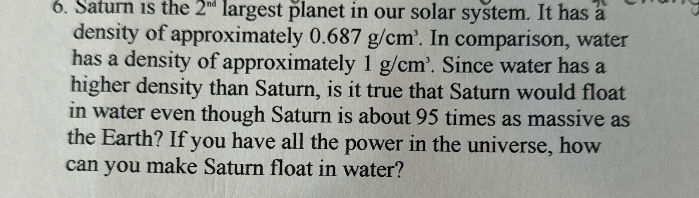 Solved density of approximately 0.687gcm3. ﻿In comparison, | Chegg.com