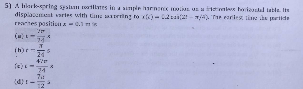 Solved S 5) A block-spring system oscillates in a simple | Chegg.com