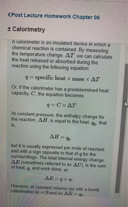 Solved Part A A Calorimeter Contains 17 0 Ml Of Water At Chegg Com