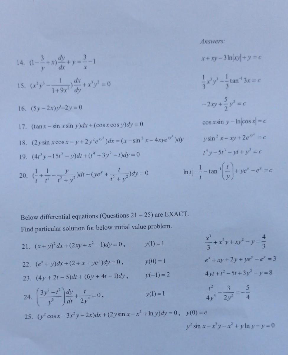 Solved KNF1023 - Engineering Mathematics II Tutorial 3 Exact | Chegg.com