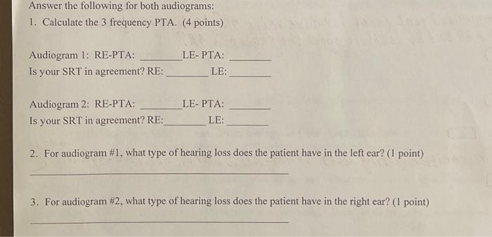15. For Audiogram #1, using 40 dB SL re: SRT, what | Chegg.com